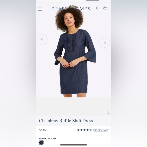 Draper James Chambray Ruffle Shift✨ - Picture 1 of 9